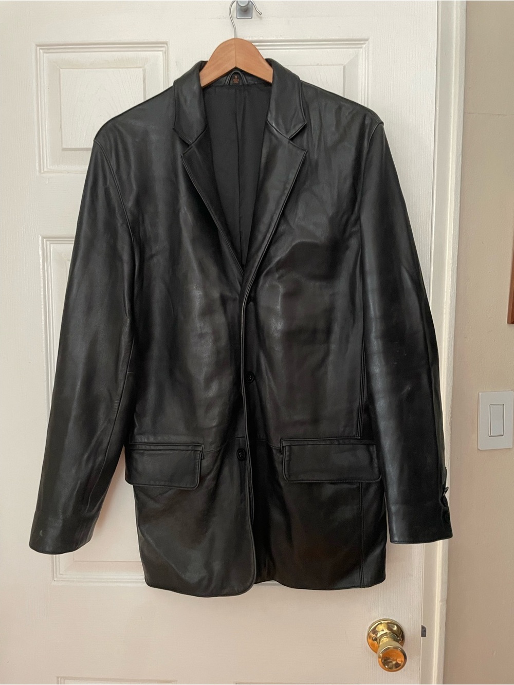 Lord and Taylor Metropolitan Black Leather Blazer Jacket sz S